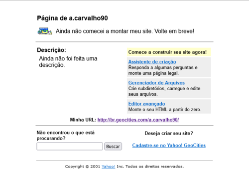 Página de a.carvalho90. Ainda não comecei a montar meu site. Volte em breve!